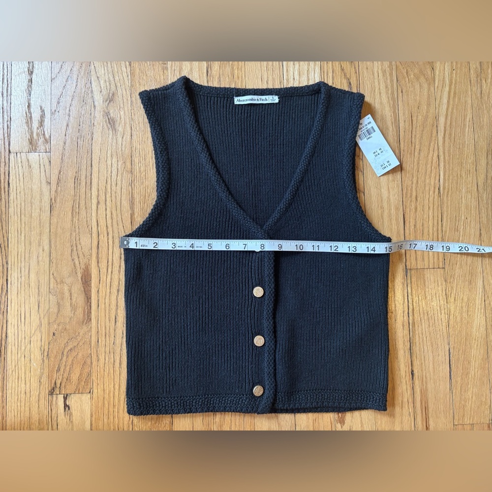 Abercrombie Mara Button Up Sweater Vest Black Small - Picture 5 of 6